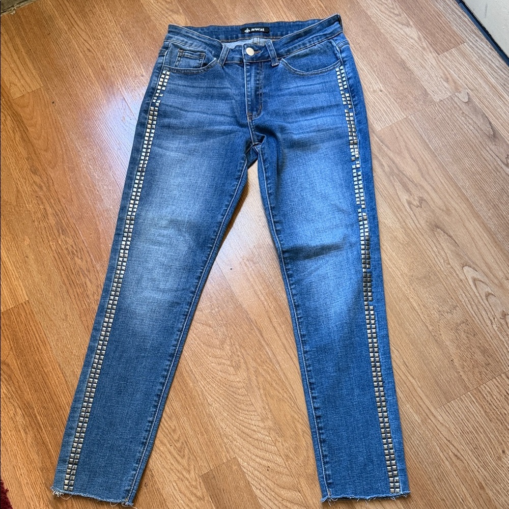 Vocal Denim Jeans with Metallic Accents